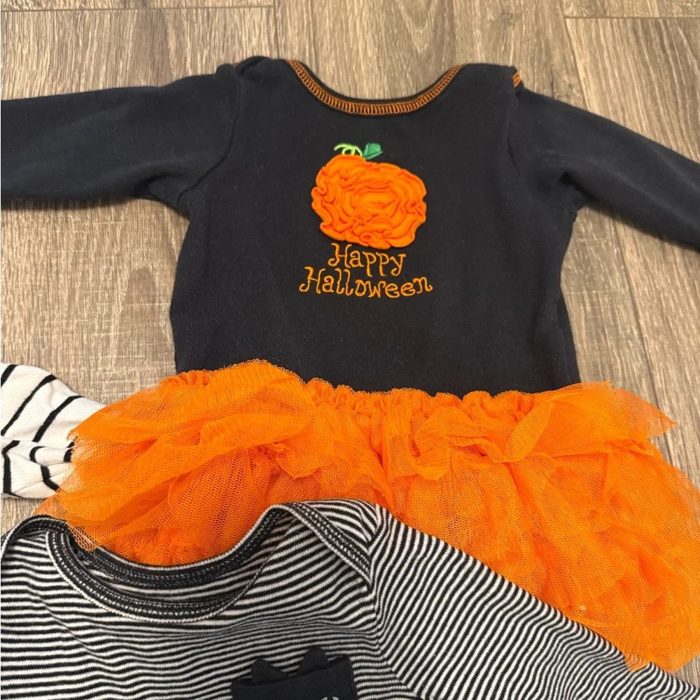 Koala Kids Girls Halloween Dresses Lot Of 3 Black Cat Pumpkin Size 0-3 Months - Picture 2 of 4